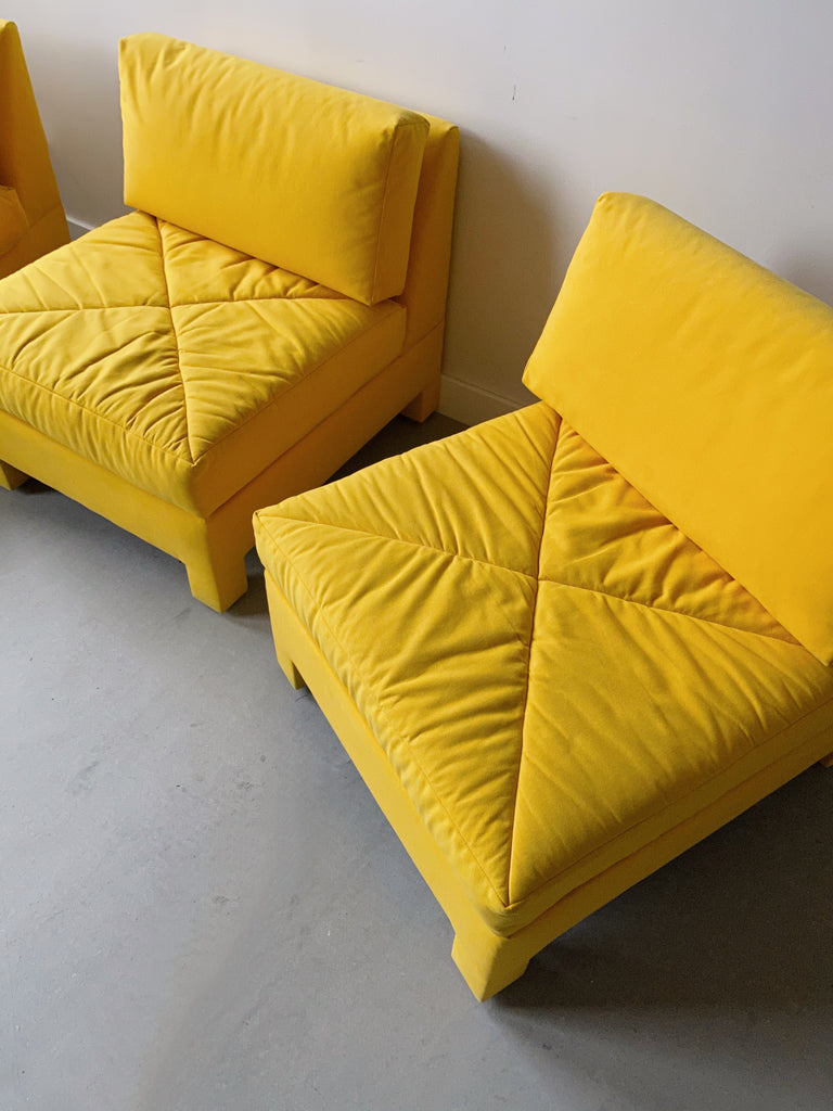 YELLOW 3 PIECE FABRIC SOFA