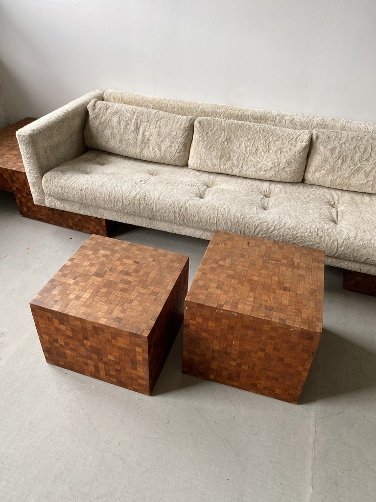 WOODEN CHECKERED CUBE TABLES
