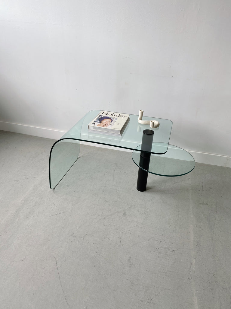 POSTMODERN GLASS DOUBLE TIER WATERFALL TABLE
