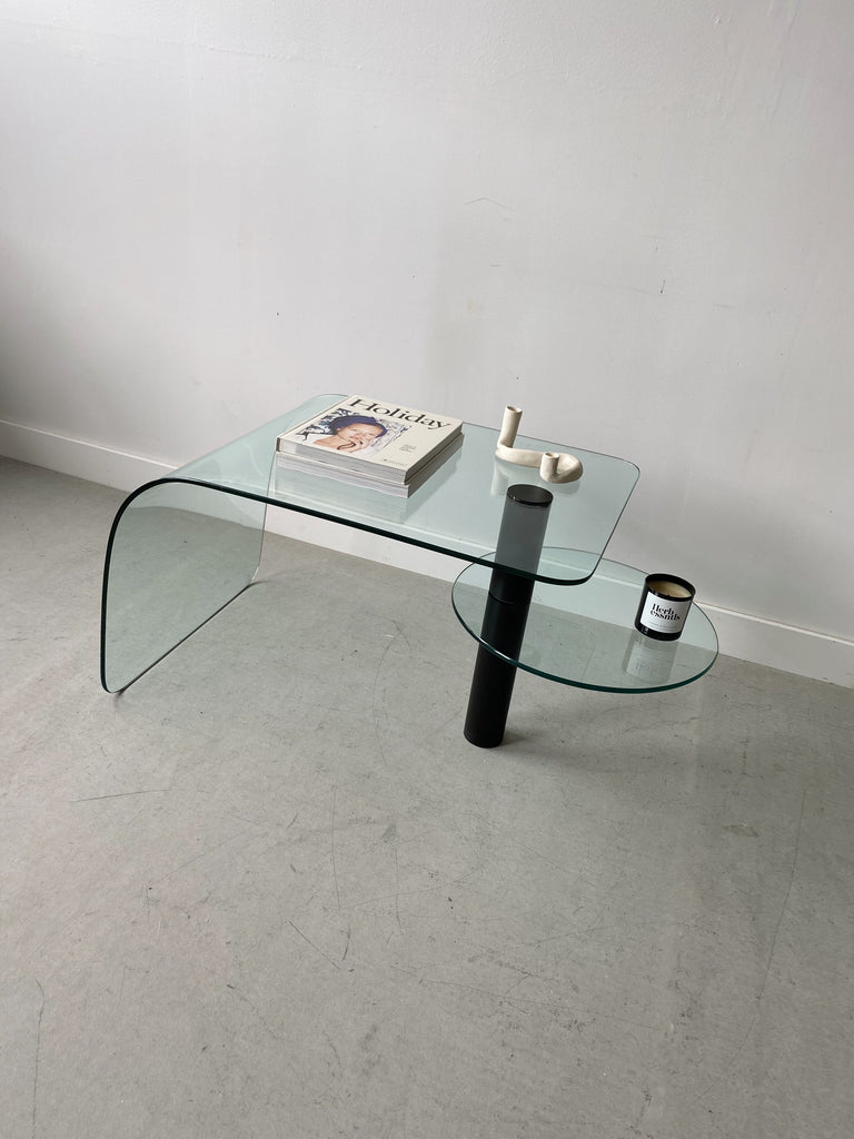 POSTMODERN GLASS DOUBLE TIER WATERFALL TABLE