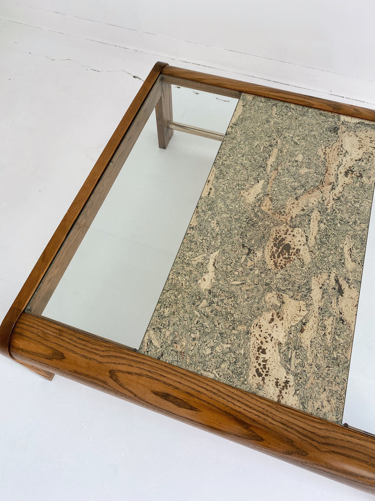 WOOD & GLASS SQUARE COFFEE TABLE
