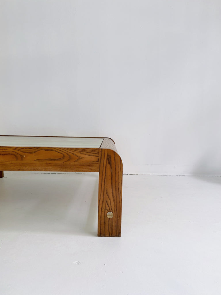 WOOD & GLASS SQUARE COFFEE TABLE