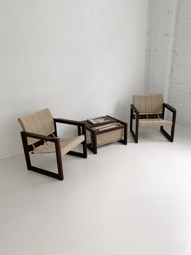 DIANA SAFARI CHAIRS & MAGAZINE TABLE SET BY KARIN MOBRING FOR IKEA, 70's