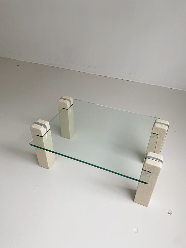 FAUX STONE & GLASS COFFEE TABLE