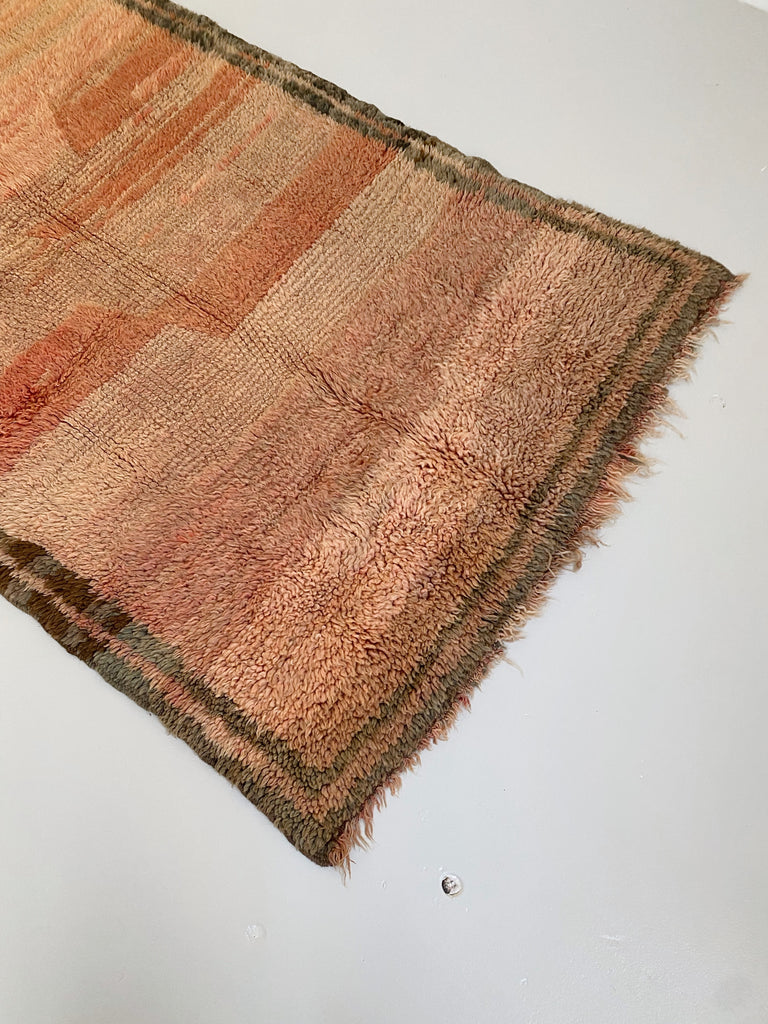 HAND-KNOTTED FADED PINK MOROCCAN WOOL RUNNER RUG, 3.7x7