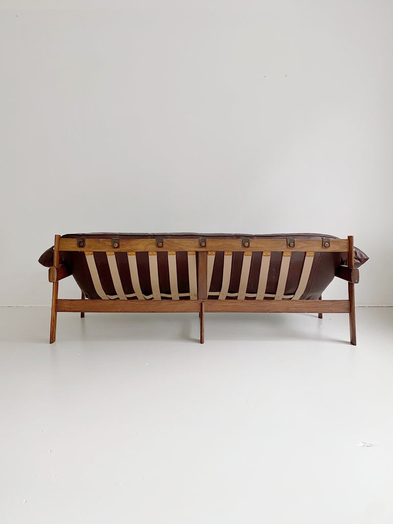 MP-41 THREE SEATER LEATHER SOFA BY PERCIVAL LAFER, 60's
