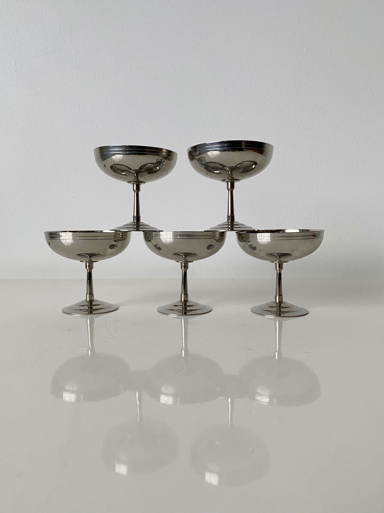 FRENCH STAINLESS STEEL ICE CREAM CUPS, SET OF 5