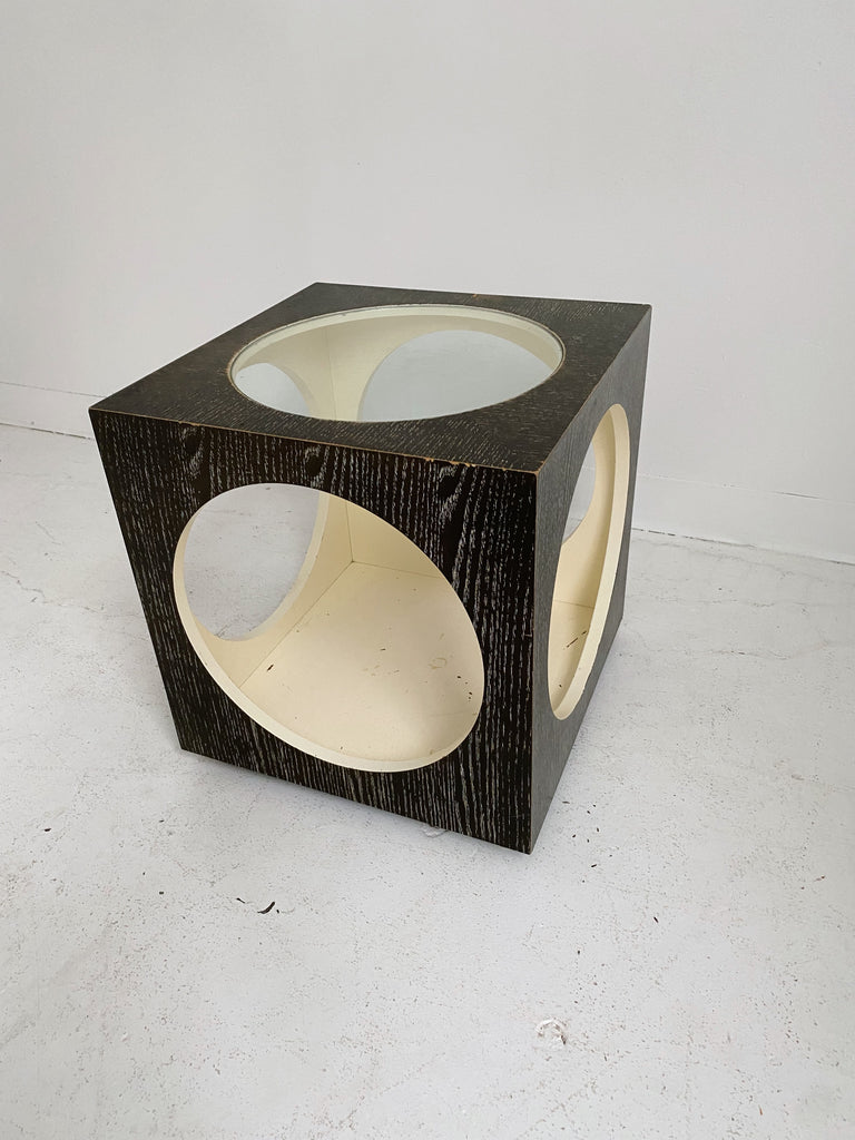 WOODEN CUBE SIDE TABLE
