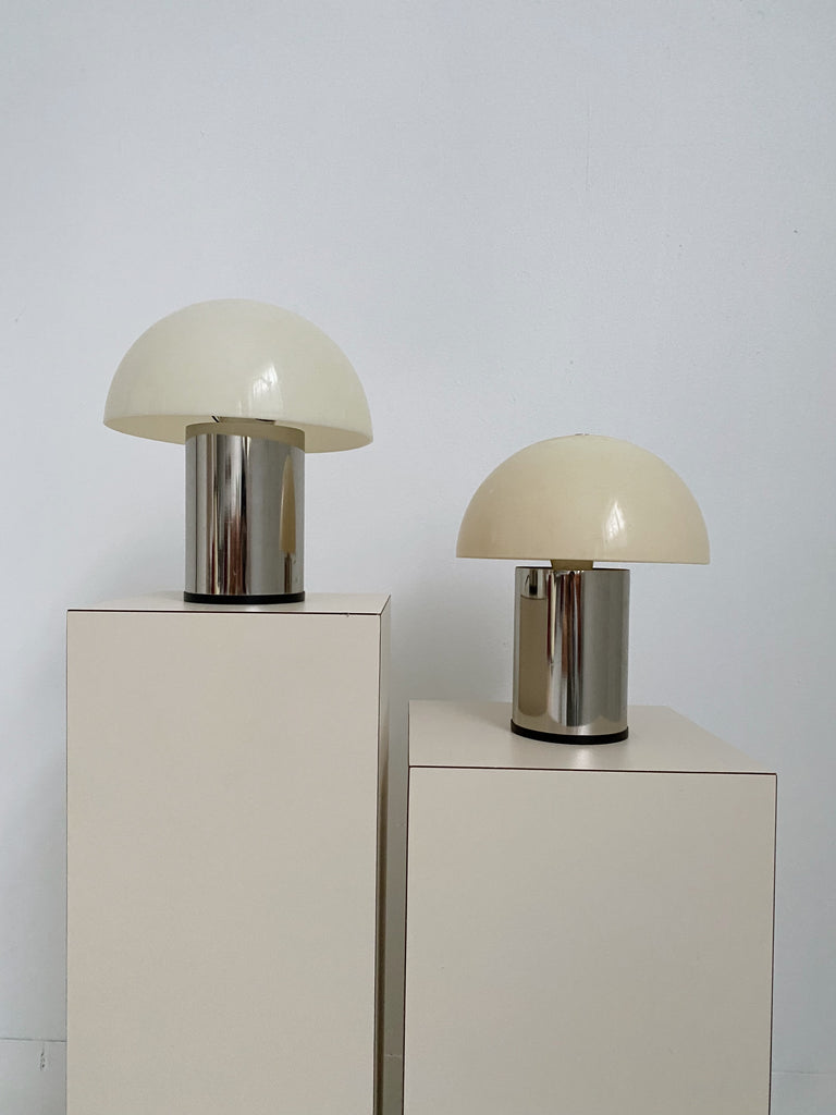 LAUREL CHROME & PLASTIC SMALL MUSHROOM LAMPS, SET OF 2