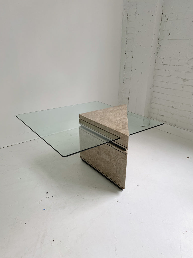 MARBLE & GLASS SUSPENSION COFFEE TABLE
