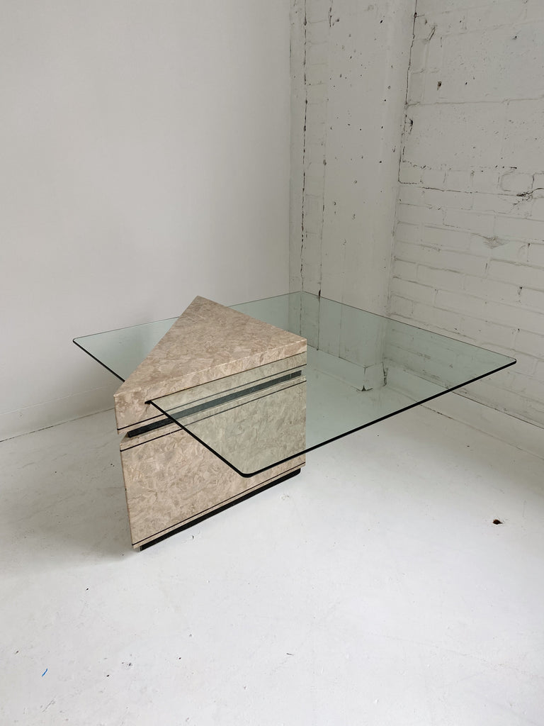 MARBLE & GLASS SUSPENSION COFFEE TABLE