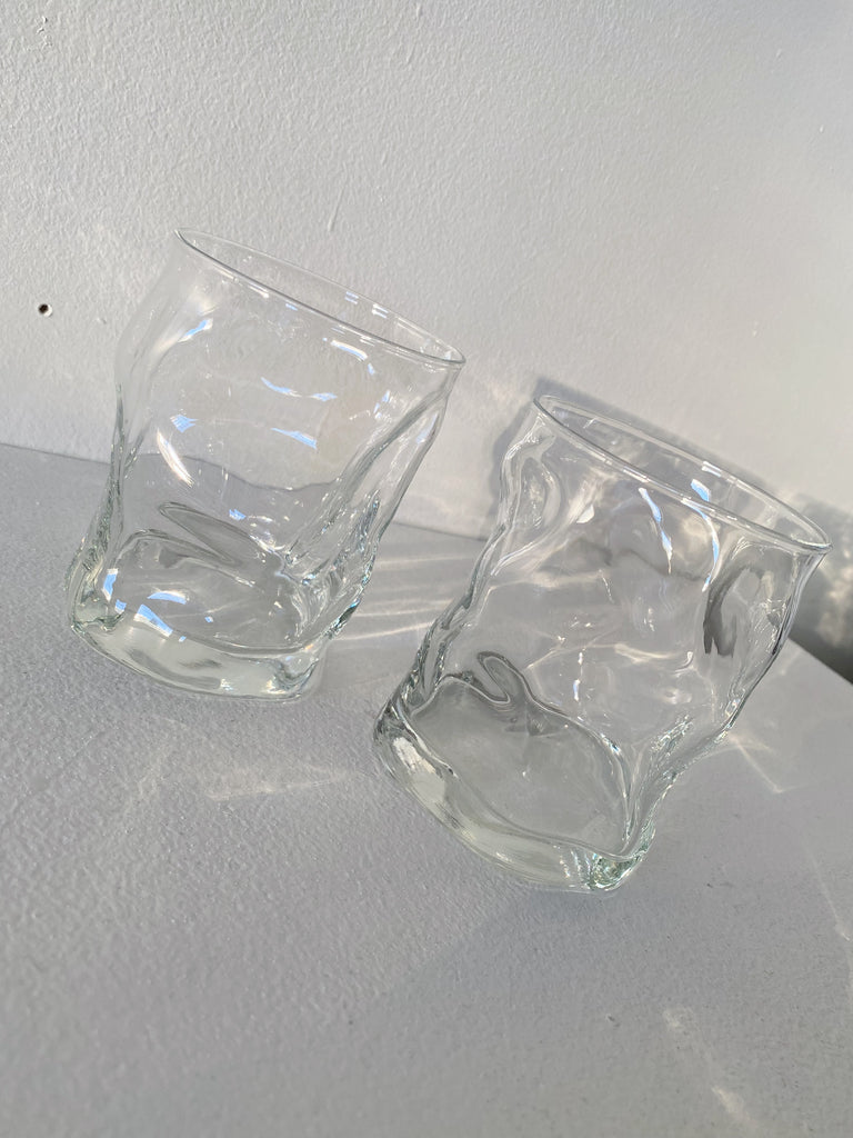 VINTAGE BORMIOLI ROCCO CRINKLE GLASSES, SET OF 2