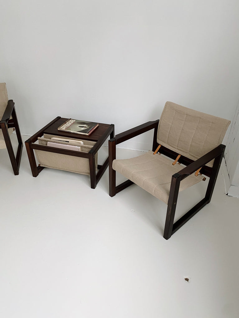 DIANA SAFARI CHAIRS & MAGAZINE TABLE SET BY KARIN MOBRING FOR IKEA, 70's