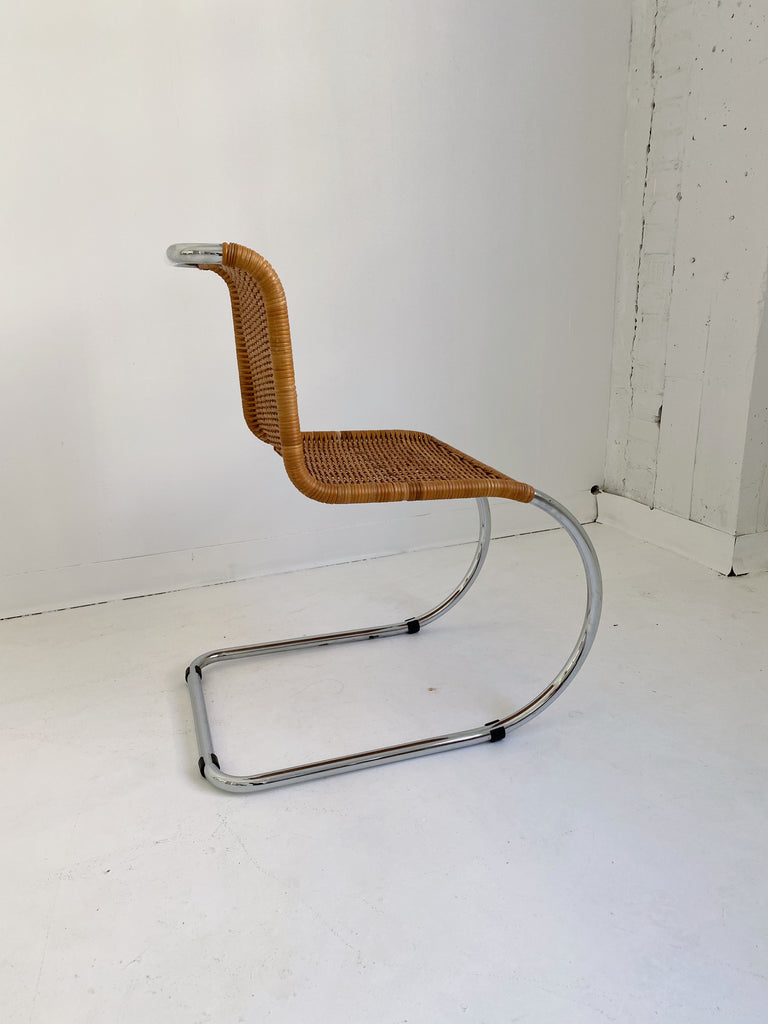 RATTAN & CHROME CANTILEVER CHAIRS IN THE STYLE OF MIES VAN DER ROHE