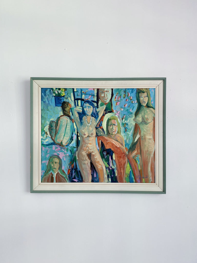 DANIEL FROMENT POST IMPRESSIONIST NUDE PAINTING WITH FRAME