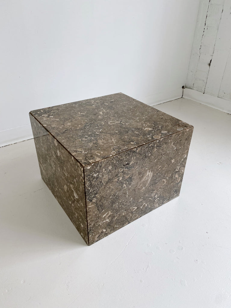 BROWN STONE CUBE SIDE TABLE