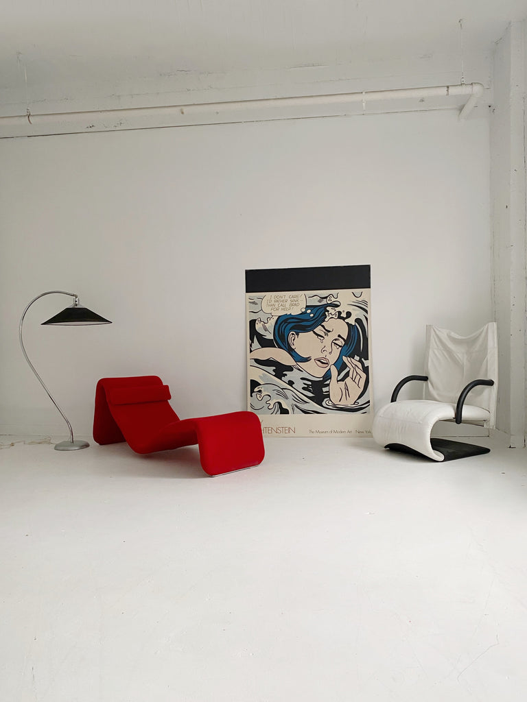 RED LOUNGE CHAIR IN THE STYLE OF OLIVIER MOURGUE, 60's