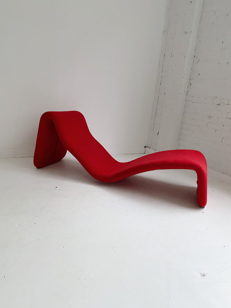 RED LOUNGE CHAIR IN THE STYLE OF OLIVIER MOURGUE, 60's